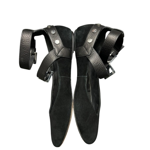Rebecca Minkoff Vivica Harness Buckle Ballet Flats Black Suede 7.5 - Picture 8 of 10